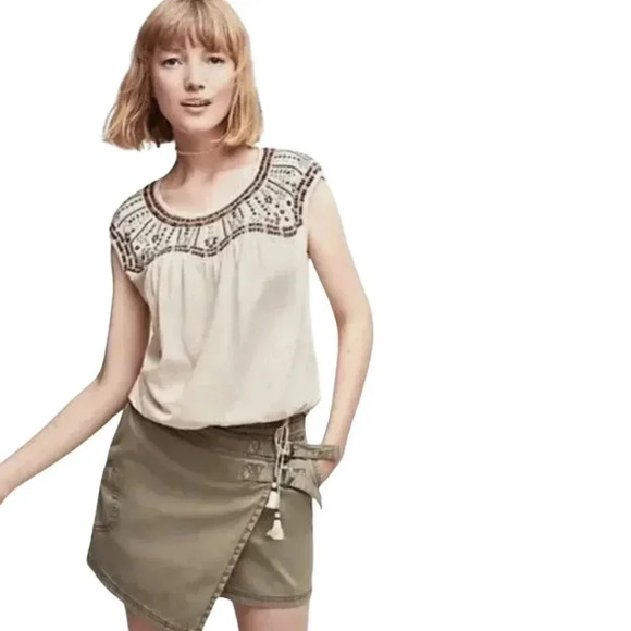 Anthropologie Akemi+Kin Mirabelle Embroidered Sleeveless Boho Top Blouse Size S - Picture 1 of 7